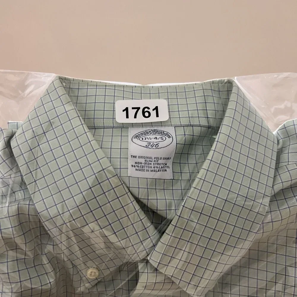 Vintage Brooks Brothers 346 Shirt Men 17.5-4/5 Plaid Slim Fit Classiccore Pocket - Picture 16 of 16